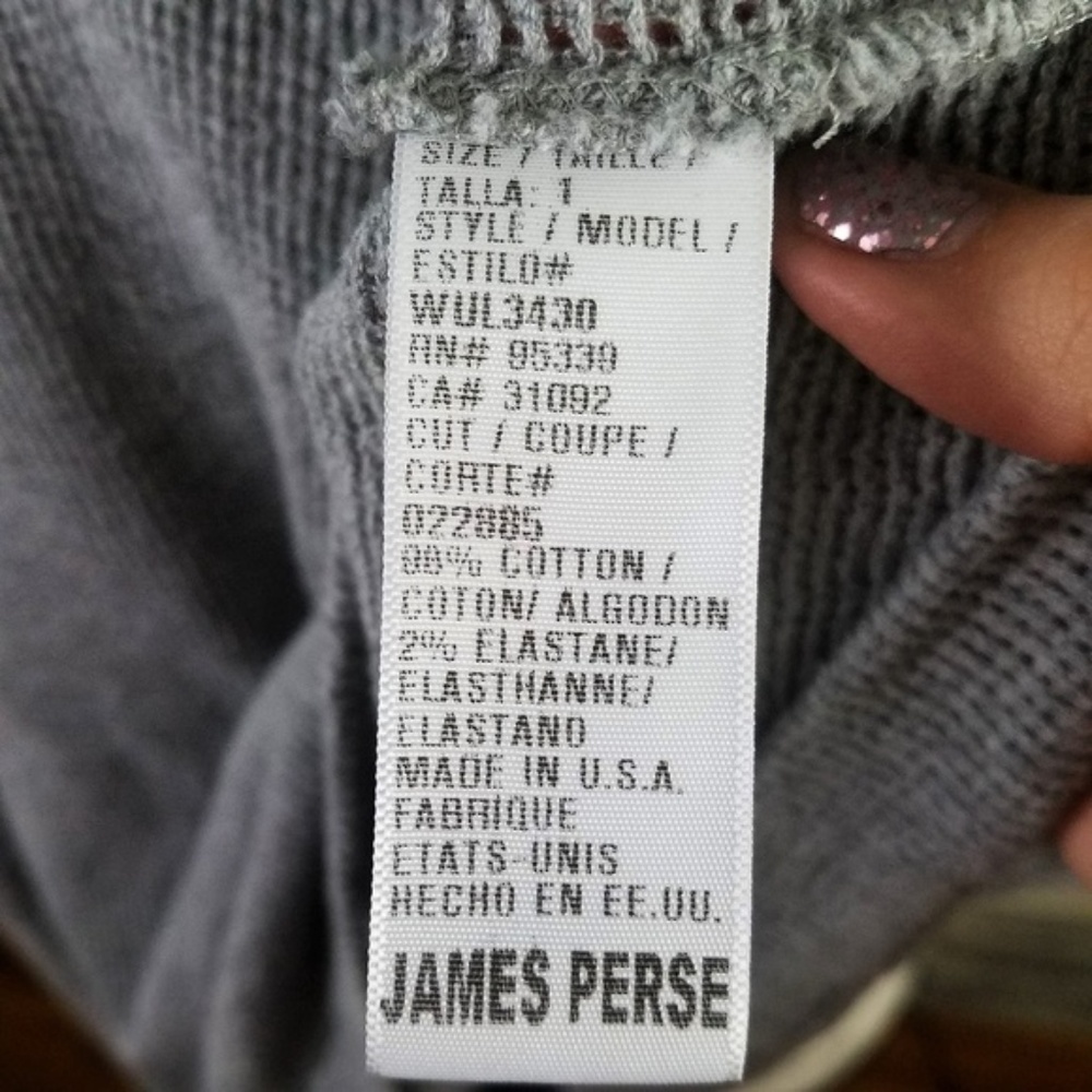 JAMES PERSE Wholy 3/4 Sleeve Waffle Knit Top NWT 1 - Picture 8 of 8